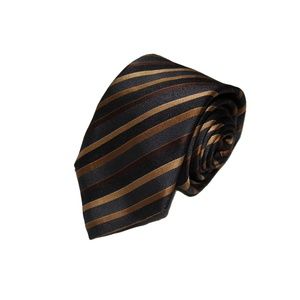 CANALI black gold brown stripe neck tie 3.5x60